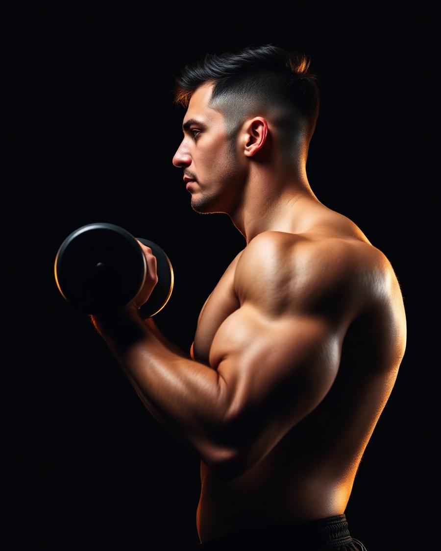 Atleta executando exercício com halter