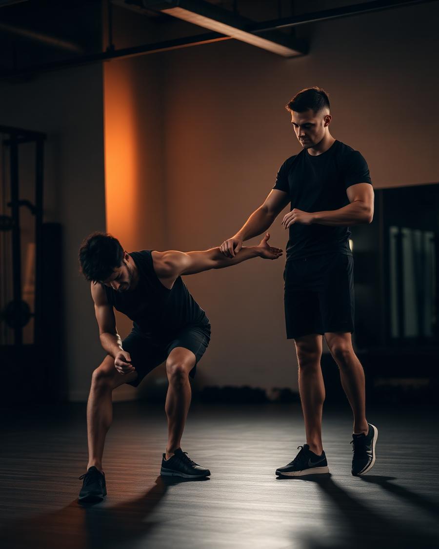 Sessão de treino com orientação do personal trainer